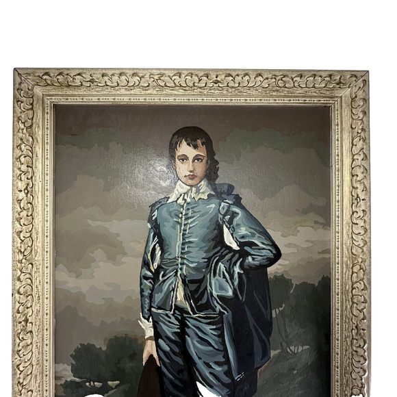Vintage Paint by Number -The Blue Boy 31” x 21” White & Gold Frame Reproduction - Picture 3 of 12